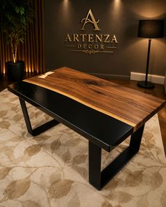 Mesa de Centro Moderna Artenza Decor, Hecha a Mano con Mosaico, Tendencia de Moda, con Tapa de Madera y Marco de Metal Negro para Decoración del Hogar - Product Image 3