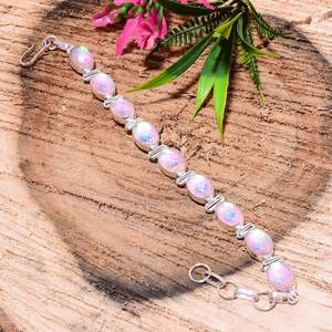 Pulsera de cuentas de opalita hecha a mano, cuentas de cristal iridiscentes, joyería minimalista estilo boho, regalo para ella - Product Image 1