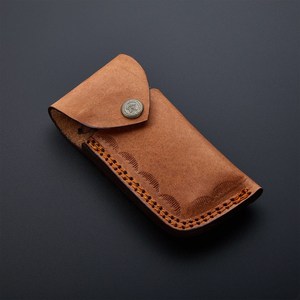 Couteau de poche Damas haut de gamme, couteau pliant avec manche en métal et G10, couteau pliant de luxe, lame Damas avec étui en cuir - Product Image 2