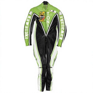 Combinaison de course MotoCP Rawasaki 1 pièce en cuir de vachette/canguro pour moto, combinaison de piste/équitation MotoCp pour motards de niveau avancé - Product Image 1