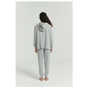 Ensemble deux pièces streetwear personnalisé de haute qualité pour femme : sweat à capuche zippé uni à manches longues et pantalon de survêtement ample à jambes larges - Product Image 5