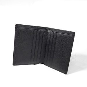[Top Ranking] Castello Premium Cowhide Nappa Soft Leather <b>Men's</b> Vertical Bi-fold Card <b>Wallet</b> <b>Black</b> 11x9cm Characters Pattern - Product Image 2