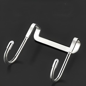 Stainless Steel <b>S</b>-Shaped Double <b>Hook</b> No-Trace Door Bedside Hanging Storage Rack for Coat in Dormitory Bathroom or Door Back - Product Image 2
