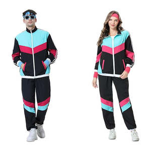 Traje Deportivo Retro de los 90 de Primera Calidad en Negro, Chándal Retro de los 80 Unisex, Disfraz Vintage de Verano Estilo Disco - Product Image 1