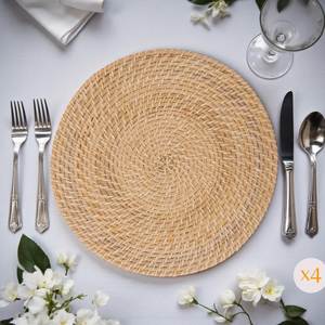 Round Bamboo Table Mat 350mm Wabi-Sabi Style Non-Slip <b>Placemat</b> for Wooden Table - Product Image 3