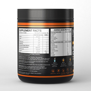 Poudre de peptides de collagène hydrolysé avec vitamine C, acide hyaluronique et glucosamine – Saveur orange - Product Image 4