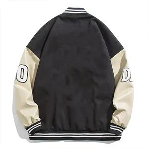 Wholesale Custom Varsity <b>Jacket</b> OEM Manufacturer Private Label Supplier Bulk Production Contrast Sleeve Baseball <b>Jacket</b> - Product Image 2