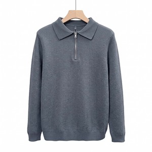 <b>Men's</b> Solid Color Turn-down Collar 1/4 Zipper Knit Pullover <b>Long</b> Sleeve Sweater Winter Casual Wear - Product Image 4