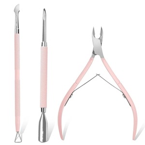Juego de 3 Piezas de Acero Inoxidable: Empujador de Cutículas de Doble Punta + Cortaúñas Profesional para Remover Piel Muerta/Esmalte de Uñas, Herramienta de Manicura - Product Image 4
