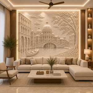 Mural Decorativo 3D de Madera Hecho a Mano, Arte Moderno de Naturaleza Muerta, Panel de Relieve de Diseño Personalizado con Patrón de Pavo Real para Interiores - Product Image 3