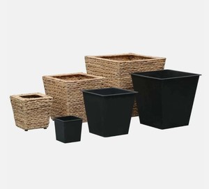 Eco Friendly Biodegradable Set 3 Square Water Hyacinth Planter Pots Waterproof <b>Liner</b> Rustic Style Best Selling Home Garden - Product Image 5