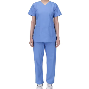 Ensemble de blouses d'infirmière personnalisées pour femmes avec haut à col en V et pantalon droit pour hôpital, clinique et travail médical - Product Image 1