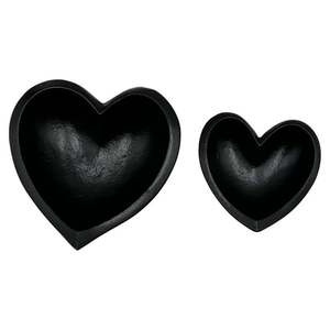 Ensemble de bols en métal noir en forme de cœur pour servir les aliments lors de fêtes, design mignon, finition mate, vaisselle durable - Product Image 4
