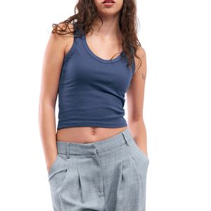 Débardeur côtelé sans couture respirant pour femme, couleur unie, style streetwear, tricoté, pour le yoga, vente en gros personnalisée - Product Image 2