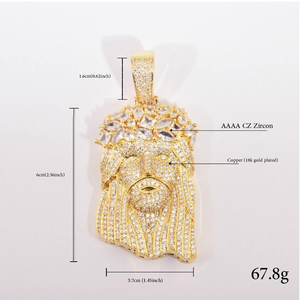 จี้พระเยซูแบบ Iced Out ประดับเพชรโมอิสซาไนต์ ชุบทอง เครื่องประดับฮิปฮอป - Product Image 2