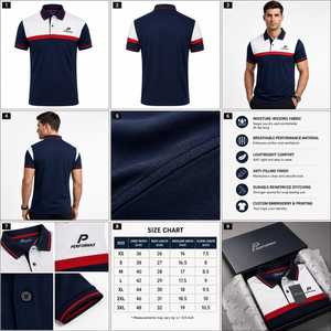 Camisetas de Golf para Hombre al por Mayor con Impresión por Transferencia de Calor, Logotipo Personalizado, Tejido Antiarrugas, 100% Poliéster, Manga Corta - Product Image 6
