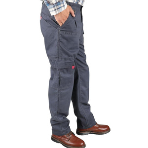 FR Cotton Pants Men Double Front Flame Resistant Cargo <b>10</b> Multi Pockets Elastic Waist Work CE Certified Welded Seams Drilled - Product Image 3