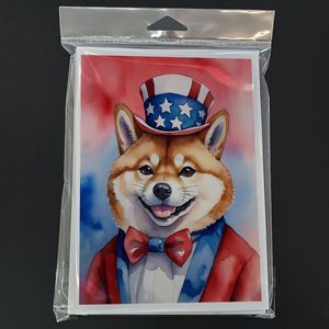 Shiba Inu patriotique américain A7 taille 5x7 cartes vierges paquet de 8 enveloppes fantaisistes cartes de voeux - Product Image 3