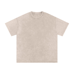 Oversized Men's 100% Cotton Plain Dyed Short Sleeve T-Shirt O-Neck Casual Jersey Fit Solid Color Men Oversized Acid Wash Shirt - Product Image 4
