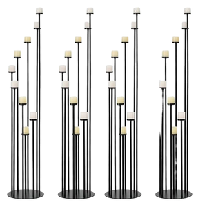 Candélabre de sol en métal noir, grand porte-bougie à plusieurs niveaux, support de pilier de luxe pour allée de mariage, hall d'hôtel, décoration d'événements - Product Image 5