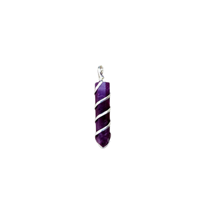 Pendentif crayon en spirale d'améthyste, style religieux hindou, forme hexagonale, unisexe, pour mariage et fiançailles - Product Image 1