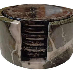Black <b>Marble</b> Tea Coaster <b>Set</b> With Natural Stone Finish For Elegant Home Decor <b>Coffee</b> <b>Table</b> Protection Tea <b>Coffee</b> Use - Product Image 1