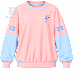 เสื้อสเวตเชิ้ต Jack & Jill of America คอกลม ปักโลโก้ แขนยาว สีฟ้าและชมพู แฟชั่นสำหรับผู้หญิง - Product Image 1