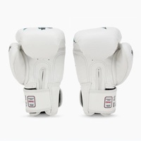 Gants de boxe YOKKAO Fighter KO Star Logo Blanc/Noir en cuir véritable pour Muay Thai, Kickboxing, entraînement et sparring, fermeture auto-agrippante