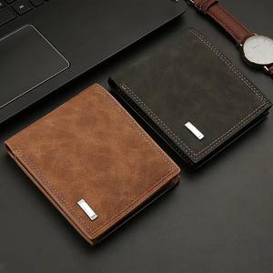 Vintage Crazy Horse Genuine Leather <b>Wallet</b> <b>Secure</b> Short Purse Money Bag for Men Polyester Customized Brown Solid Open - Product Image 2