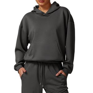 Sudaderas con capucha personalizadas con logo impreso en 3D, estilo urbano para mujer, de alta calidad, con hombros caídos, estilo oversized. - Product Image 3