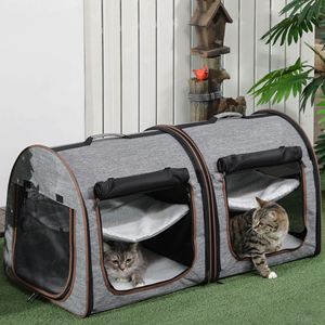Trasportino per Gatti Portatile da 39 Pollici con Doppio Scomparto, Cuscini Morbidi e Borsa Portaoggetti per Esposizioni e Trasporto Animali Domestici - Product Image 2