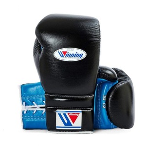 Guantes de Boxeo de Piel Auténtica de Primera Calidad, Más Vendidos, con Cordones, Color Azul Cielo y Negro, Personalizados - Product Image 1