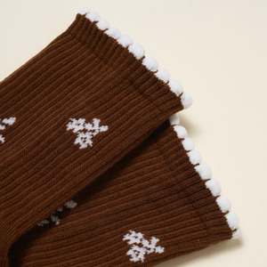 Custom Logo <b>Brown</b> Christmas Snowflake Non-Slip Yoga <b>Socks</b> Ankle Length Cotton Bamboo Fiber Anti-Slip Bottom Logo - Product Image 2
