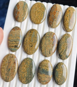 ASHU GEMS โอเชียนแจสเปอร์ คาโบชอง ทำมือ ขัดเรียบ โอเชียนแจสเปอร์ พลอยหลวมสำหรับทำเครื่องประดับ พลอยคาโบชองขนาดฟรีไซส์ - Product Image 4