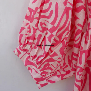 Hermoso vestido floral de algodón con estampado a mano, vestido para uso casual, vestido con estampado a mano. - Product Image 5