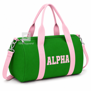 Custom Alpha Kapa Alpha Sorority Tote <b>bag</b> green and pink Embroidered Logo Daily Use Large Capacity Nylon polyester <b>duffel</b> <b>bag</b> - Product Image 2