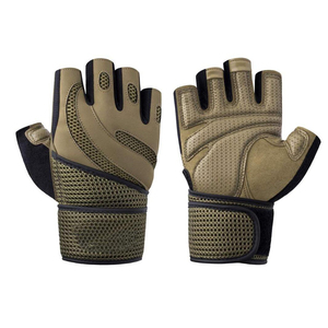 Gants de fitness demi-doigts en maille respirante pour entraînement en salle de sport, unisexe, avec support de poignet, vert olive - Product Image 3