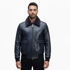 Chaqueta Bomber MANWA para Hombre, de Cuero Genuino, Relleno Grueso de Algodón, Transpirable, con Cuello de Piel Sintética, Cierre de Cremallera, Estilo Motociclista, para Invierno - Product Image 4