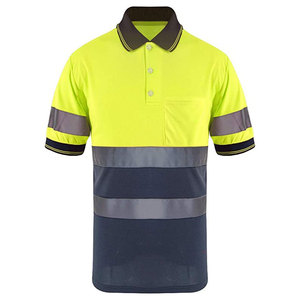 Hi Vis Two Tone Short Sleeve Reflective Tape Polo Shirt Safety Workwear Uniform Construction Polo Shirts For Worker - Product Image 1