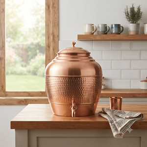 Handmade Hammered Copper Water <b>Dispenser</b> with <b>Tap</b>, Classic Covered Beverage Server, Kitchen <b>Drink</b> Ware, Home Decor Wholesale B2B - Product Image 3