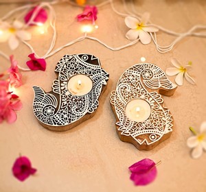 Vedela Naturals Wooden Bohemian Multi-Functional Round <b>Tea</b> <b>Light</b> Holder Multi-Piece Package for Back to School - Product Image 4
