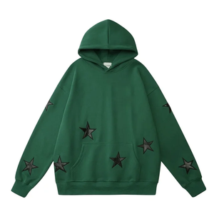 Sudadera con Capucha de Alta Calidad, Corte Regular, Hombros Caídos, Sin Cordones, Lisa, de Felpa Gruesa, Algodón y Poliéster, Unisex, Invierno, Transpirable, Digital - Product Image 5