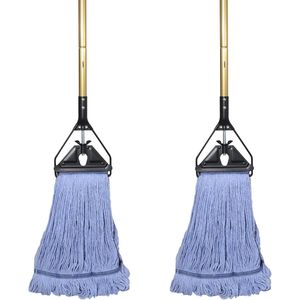 Mop in Cotone con Estremità ad Anello da 58 Pollici per Uso Industriale e Commerciale, con Manico Lungo, Confezione da 2 per Pulizia Pavimenti - Product Image 1