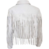 Chaqueta de Invierno Acolchada para Mujer, Estilo Vaquero Occidental, de Alta Calidad, Transpirable, Resistente al Viento, con Flecos, de Cuero Genuino y Pana