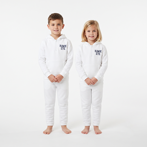 Stylish Kids Half Zip Hooded Tracksuit Solid <b>White</b> Color Pullover and <b>Jogger</b> Set Cotton Casual Clothing For Kids - Product Image 5