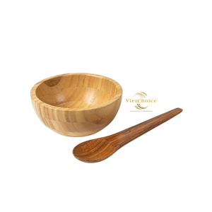 VietChoice Natural Bamboo Round <b>Bowl</b> Classic Eco Friendly Microwave Safe Party Rice Cake Soup <b>Cereal</b> Container - Product Image 2