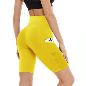 Short de sport d'été de haute qualité pour femmes Taille haute ample Polyester Spandex Motif lavé personnalisé Short d'entraînement décontracté populaire - Product Image 6