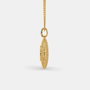 Yellow Gold Filigree Circle Lab Grown Diamond Pendant Necklace - Product Image 6