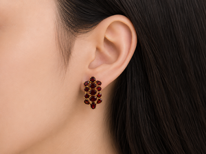 Garnet CZ 925 Sterling <b>Silver</b> January Birthstone <b>Stud</b> <b>Earrings</b> For Women Jewelry 18k Gold Plated Birthday Gift - Product Image 5