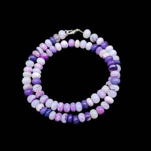 Collar de Cuentas Redondas Lisas de Ópalo Morado Natural, 7-8mm, Collar de Gemas Sueltas, Joyería de Moda al por Mayor - Product Image 1